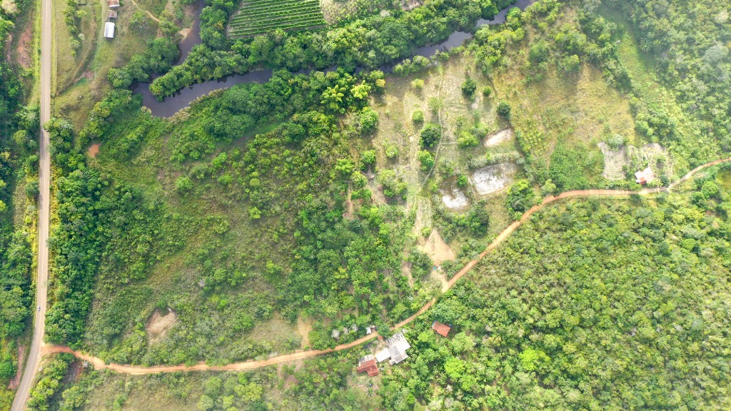 Aerial view of Kilombo Tenondé farm in Bahia, Brazil